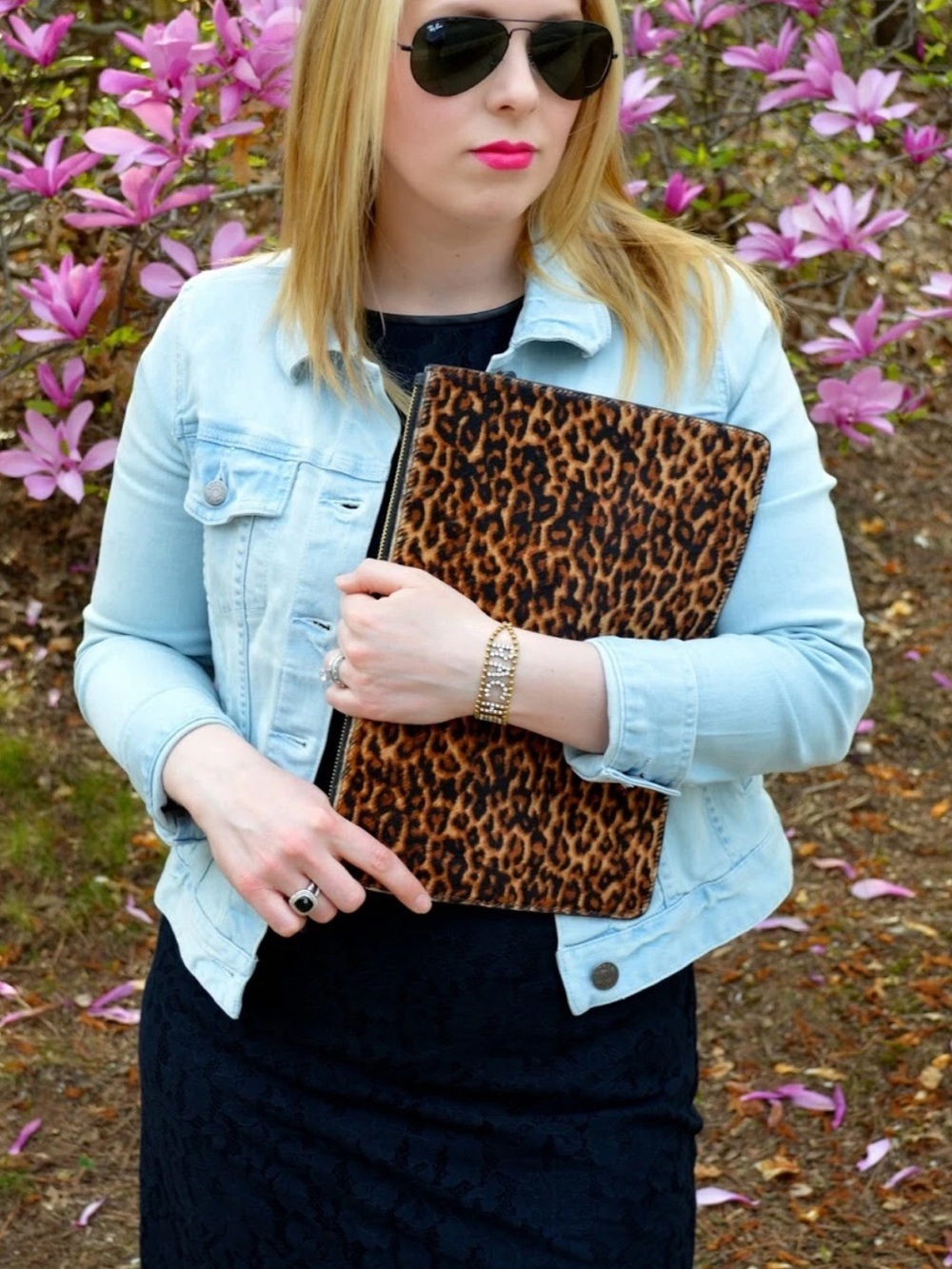 Mark & Graham • Leopard Calf Hair Zip Flat Pouch Clutch - Picture 7 of 14
